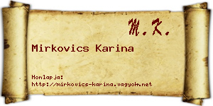 Mirkovics Karina névjegykártya